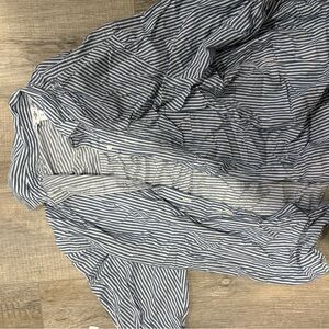 Old Navy Blue and White Striped Casual Button-Down Shirt